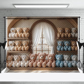 Lofaris Arch Window Shelf Colorful Bear Cake Smash Backdrop